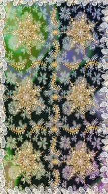 Altın elementli gri renkler. Kusursuz altın desen. Raster altın çiçek süsü brokar kumaş ve cam desenli. Çiçek desenli altın metal..