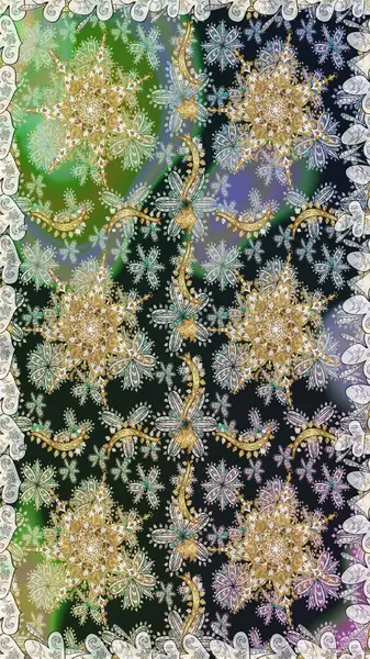 Altın elementli gri renkler. Kusursuz altın desen. Raster altın çiçek süsü brokar kumaş ve cam desenli. Çiçek desenli altın metal..