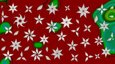 Gömlek, arka plan modelini çiz. Kırmızı ve nötr renklerde çiçekler. Tropik çiçekler.