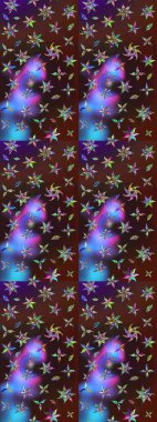 Üzerinde gelincikler ve vadi zambakları olan renkli çiçek desenli nakış deseni. Raster geleneksel halk çiçekleri kahverengi ve mor renkli tekstil tasarımları için..