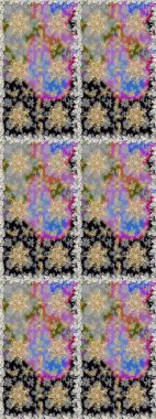 Lüks, kraliyet ve Viktorya dönemi konsepti. Süslü raster dekorasyonu. Gri renklerdeki altın element. Klasik barok çiçekli desenli altın renginde gri renkte..