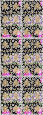 Kusursuz desenli oryantal süs. İslam tasarımı. Raster altın tekstil baskısı. Altın elementlerle nötr renklerde altın desen. Çiçek karoları.