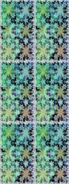 Davetiyeler, kartlar, web sayfası için Raster illüstrasyon. Yeşil renklerdeki altın element. Çizgi sanatı tasarım şablonu için kusursuz sınır. Altın desenli çiçek dekoru. Doğu tarzı ögesi.