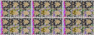 Doğum günü kartı, davetiye ya da afiş için iyidir. Dekoratif simetri arabesk. Gri renklerde altın. Raster illüstrasyonu. Kusursuz ortaçağ çiçek desenleri..