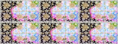 Şık bir grafik desen. Tarafsız renklerde altın elementler. Çiçek deseni. Duvar kâğıdı barok, İspanyol kumaşı. Kusursuz raster arkaplanı.