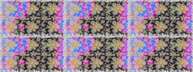 Kusursuz kraliyet lüksü, altın barok kumaş rengi. Altın antika ortaçağ dekoratifi, yapraklar ve gri renkli altın desenli süslemelerle pürüzsüz bir desen..