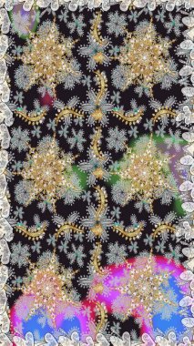 Kusursuz klasik altın desen. Gri renkli ve altın elementli altın desenli. Raster geleneksel oryantasyon süsü.