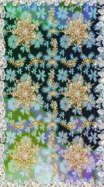 Geleneksel raster ve altın desen. Damask pürüzsüz süsü. Nötr renkler üzerinde klasik oryantal desen.