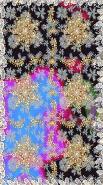 Barok tarzında kusursuz bir doğulu süsü. Geleneksel klasik raster altın pürüzsüz desen. Gri renklerdeki altın elementler.