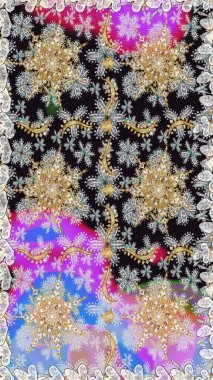 Şam, tasarım için kusursuz desen. Gri renklerde, altın elementli, pürüzsüz desen.