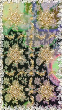 Arkaplan, kumaş, altın duvar kağıdı. Gri renkli ve altın elementli altın desenli. Raster altın pürüzsüz desen. Düz elle çizilmiş vintage koleksiyonu.