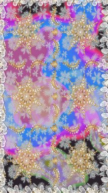 Damask arkaplanı. Tarafsız renklerde altın element. Altın çiçekli, pürüzsüz desen. Barok tarzında altın çiçekli süs..