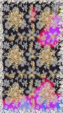 Şam, tasarım için kusursuz desen. Gri renklerde, altın elementli, pürüzsüz desen.