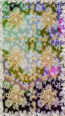 Kusursuz oryantal klasik altın desen. Gri renklerde altın tekrarlayan elementler içeren Raster soyut arkaplanı.