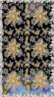 Gri renkli Raster altın deseni. Soyut duvar kâğıdı, ambalaj dekorasyonu. Altın kar taneleri basit, pürüzsüz desen. Kışın sembolü, Mutlu Noel tatili, Mutlu yıllar 2019.