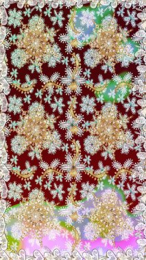 Tarafsız renklerde altın çiçekli altın desenler. Raster geometrik arka plan. Senin tasarımın için, duvar kağıdı. Altın rengi kusursuz illüstrasyon.