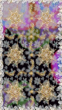 Raster geometrik arka plan. Altın rengi, kusursuz çizim. Senin tasarımın için, duvar kağıdı. Gri renklerde, altın çiçekli altın desenler..