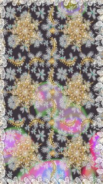 Kusursuz altın desen. Gri renkli ve altın elementli altın desenli. Raster doğulu süsü.