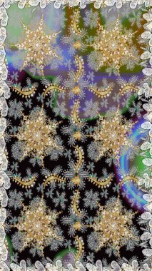 Gri renkli ve altın elementli altın desenli. Raster geleneksel oryantasyon süsü. Kusursuz klasik altın desen.