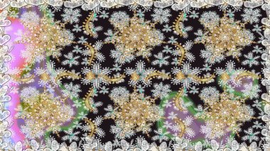 Raster illüstrasyonu. Kusursuz soyut bir arkaplan. Oriental raster klasik gri ve altın desenli.