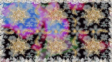 Raster geleneksel, gri renklerde, altın, kusursuz desen. Barok tarzında kusursuz bir doğulu süsü..