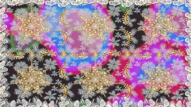 Barok tarzında kusursuz bir doğulu süsü. Gri renkli ve altın elementli geleneksel klasik altın sarısı desen.