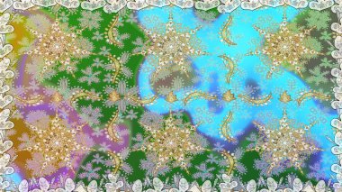 Damask kusursuz yinelenen arkaplan. Tarafsız renklerde altın element. Barok tarzında altın çiçekli süs. Doku arkaplanı üzerine altın duvar kağıdı.