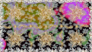 Barok tarzında kusursuz bir doğulu süsü. Geleneksel klasik raster altın pürüzsüz desen. Gri renklerdeki altın elementler.