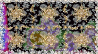 Lüks, kraliyet ve Viktorya dönemi konsepti. Altın elementli gri renkli altın desenli. Raster klasik barok çiçeksiz altın desenli. Süsleme.