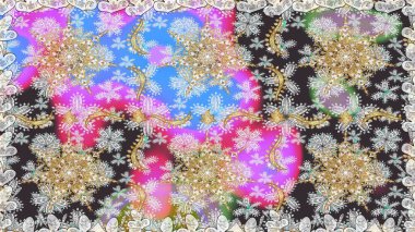 Antika altın tekrarlanabilir duvar kağıdı. Damask arkaplanı tekerrür ediyor. Barok tarzında altın çiçek süsü. Gri renklerdeki altın element.