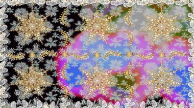 Klasik raster şablonu. Tekrarlayan elementlerle kusursuz soyut arkaplan. Gri ve altın desenli.