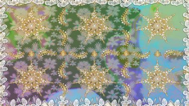 Altın çiçekli, pürüzsüz desen. Barok tarzında altın çiçekli süs. Damask arkaplanı. Tarafsız renklerdeki altın element.