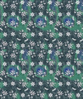 Renkli Bahar Teması eskiz kalıbı. Düz Çiçek Elementleri Tasarımı. Raster illüstrasyonundaki çiçek desenli çizim. Yeşil ve mavi renkte çiçekler.