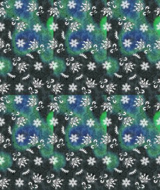 Yumuşak, yaz çiçekleri mavi ve gri renklerde. Raster illüstrasyonu. Küçük çiçekteki sevimli çiçek deseni. Raster deseni.