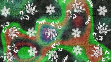 Yeşil ve gri renklerde bahar çiçekleri. Raster illüstrasyonu. Yaprak ve çiçeklerin suluboya resmi, yeşil ve gri renkler üzerine çizim deseni.