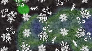 Çizim çiçek deseni duvar kâğıdı olarak kullanılabilir. Raster illüstrasyonu. Yeşil ve gri renkte çiçekler.