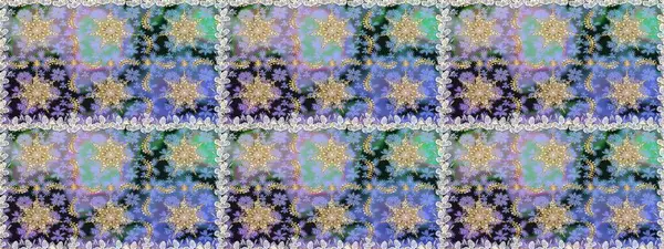 Raster altın desen. Altın elementli mavi renkler. Kusursuz altın desenli bukleler. Raster illüstrasyonu. Doğu tarzı arabesk.