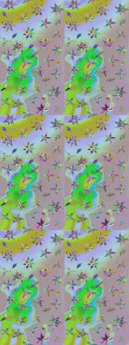 Renkli Bahar Teması eskiz kalıbı. Çocuk stili. Düz Çiçek Elementleri Tasarımı. Çiçekli çizim raster arkaplanı.