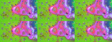 Yumuşak, bahar çiçekli arka plan. Yeşil ve mor renkli çiçekler. Raster çiçek desenli ve çiçekli..