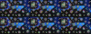 Düz Çiçek Elementleri Tasarımı. Gri ve mavi renkte çiçekler. Güzel çiçek deseni. Renkli Bahar Teması çizim şablonu.