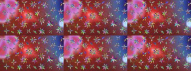 Raster illüstrasyonu. Güzel kumaş deseni. El çizimi. Çiçekler, dallar, otlar ve çiçekler.