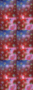 Kahverengi ve kırmızı renkte etnik çiçeklerle süslenmiş zarif bir eskiz şekli. Raster Çiçek İllüstrasyon Şirin Tekstil.