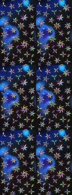 Gri ve mavi renkte çiçekler. Çiçekli karalama şeklinde Raster çiçek deseni. Yumuşak, bahar çiçekli arka plan.