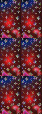 Kırmızı ve kahverengi renkte çiçekler. Renkli bahar temalı eskiz kalıbı. Düz Çiçek Elementleri Tasarım Raster illüstrasyonu. Çiçekli çiçek deseni, suluboya..