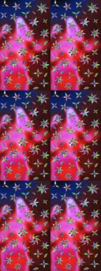 Küçük renkli çiçekler. Kırmızı ve kahverengi çiçekli bahar çiçekleri. Küçük çiçekte güzel bir desen. Motley illüstrasyonu. Moda baskıları için zarif bir şablon.