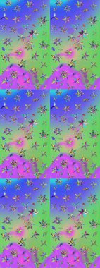 Tekstil, duvar kâğıdı, kapaklar, yüzey, baskı, hediye paketi, hatıra defteri, dekupaj. Taşralı şıklığı. Özgürlük stili Millefleur 'lar. Küçük yabani çiçeklerdeki halk modelini çiz..