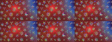 Güzel kumaş deseni. Raster illüstrasyonu. Çiçekler, dallar, bitkiler ve çiçekler. El çizimi.