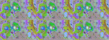 Yeşil ve nötr küçük çiçekler ve yeşil ve nötr renklerdeki komik böcekler, raster desen, illüstrasyon.