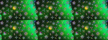 Düz Çiçek Elementleri Tasarım Raster illüstrasyonu. Renkli Bahar Teması eskiz kalıbı. Yeşil ve gri renkli çiçekler. Çiçek eskiz kalıbı geçmişi.