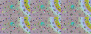 Çiçekler suluboya eskiz deseni. Raster Stili kumaş deseni.